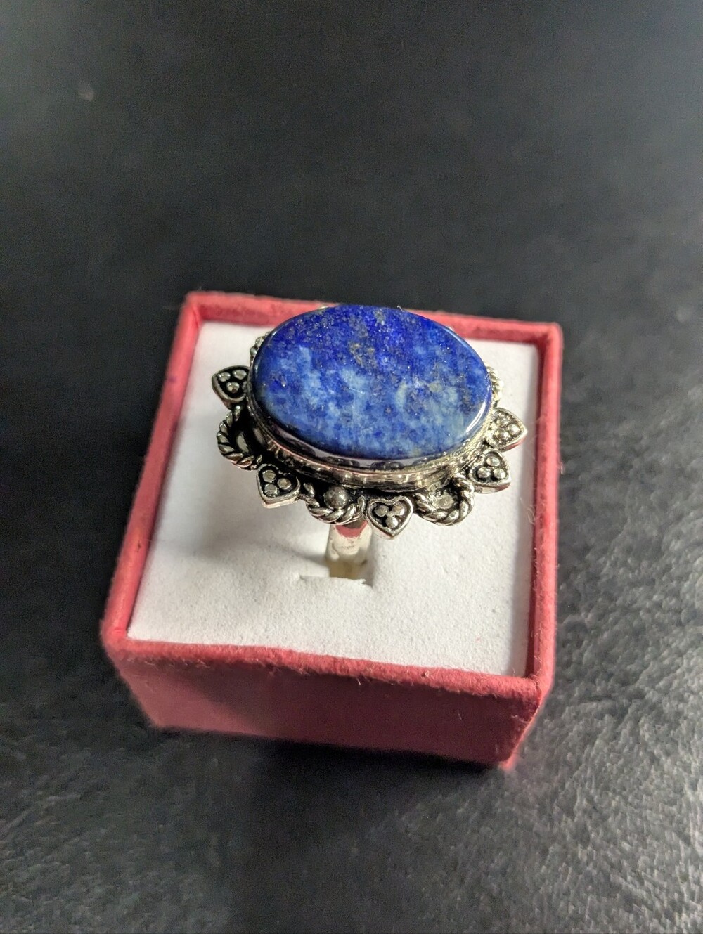 Handcrafted Lapis Lazuli Oval Ring (6.75)